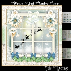 Winter Sleigh Window View Card Front Kit