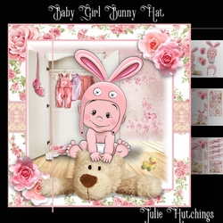 Bunny Hat Baby Girl Card Front kIt