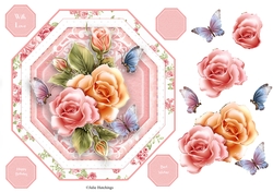 Rosey Glow Shaped Card Topper and decoupage