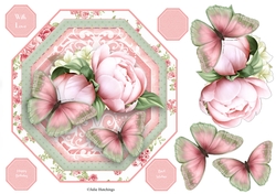 Beautiful Peony Flutters shaped topper 