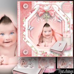 Christening Baby Girl Card Front Kit