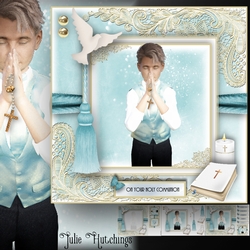 Communion Young boy blonde card front kit
