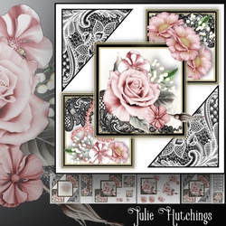 Black and pink Floral Lace Card Front Kit