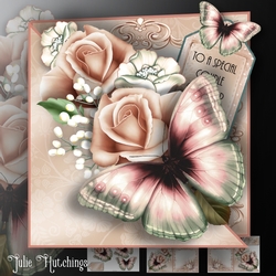 Pink rose Wedding Fold over Card Kit