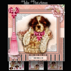 Cute Puppy In A Basket Card Kit