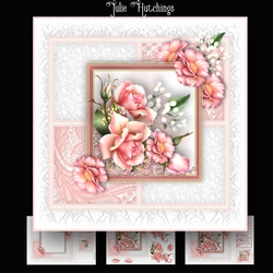 Pink Flora and Lace Square Card Kit