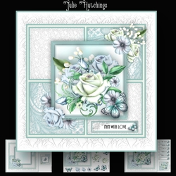 Blue Flora and Lace Squares Card Kit