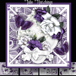 Purple and White Lace Roses Card Kit