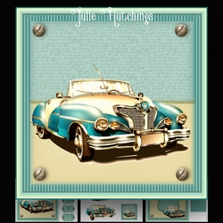 Retro Blue Car Card Kit