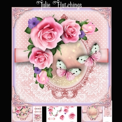 Pink Polka Dots and Lace Rose Card Kit