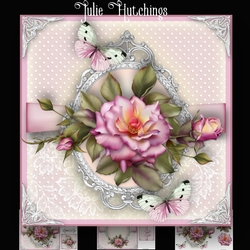 Vintage Polka Dot and vintage rose Card Kit