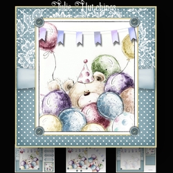 Teddies Birthday Balloons Card Kit