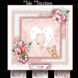 Baby Girl And Teddy Card Kit
