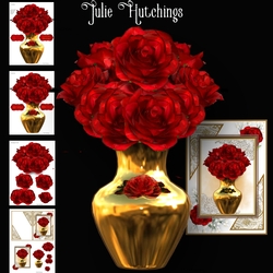Red Rose Golden Vase Shaped Card Kit