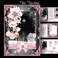 A5 christmas scene pink poinsettia