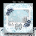 Christmas Scene Blue Poinsettia