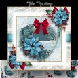 Winter Scene Blue Poinsettia Bauble