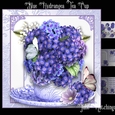 Blue Hydrangea Tea Cup card Front Kit