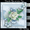 Chantilly Blue and white Rose Card Front Kit