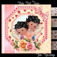 Baby Girl Twins Ethinic Card Front Kit