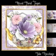 Mixed Floral Teapot Card Front Kit