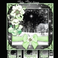 Christmas Scene Mint Poinsettia Card Kit