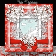 White Poinsettia and snowflakes Christmas Scene