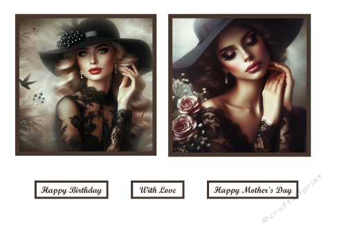 Lovely Ladies in Black Card Toppers. 