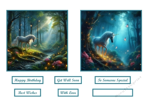 Unicorn In Enchanted Forest Card Toppers.