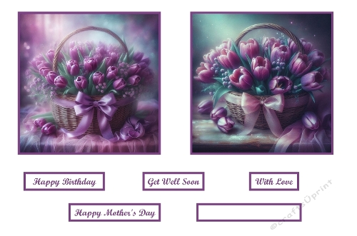 Dreamy Purple Tulips In A Basket. 