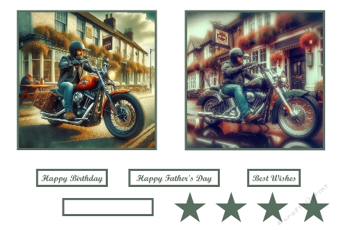 Men on Motorbikes. Card Toppers.