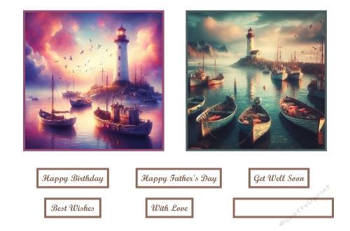 Fishing Boats By A Lighthouse Toppers.