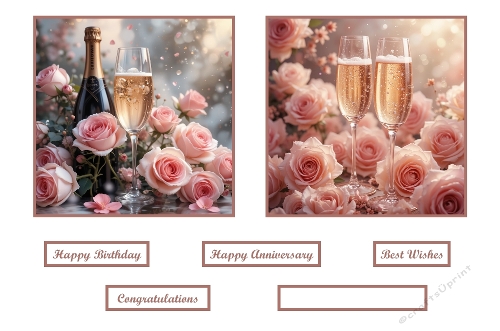 Roses and champagne Card Toppers.