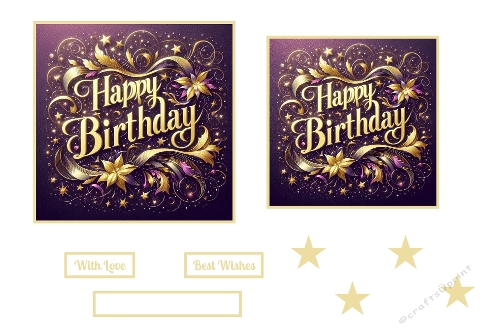 Happy Birthday In Gold Toppers.