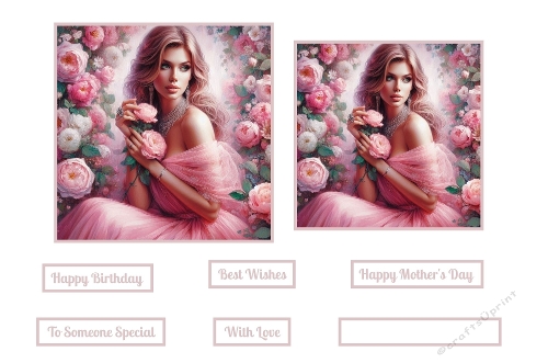 Lady In Pink And Flowers Toppers.