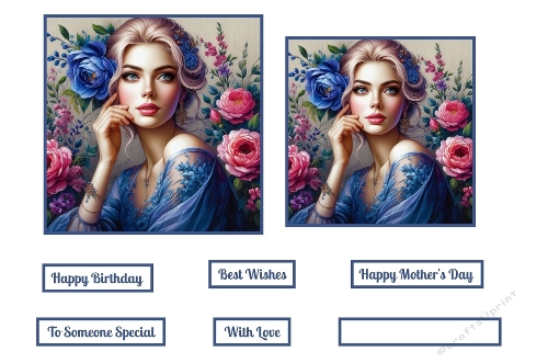 Lady In Blue And Flowers Toppers.