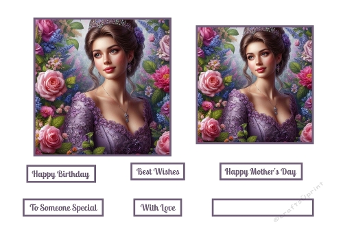 Lady In Purple And Flowers Toppers.