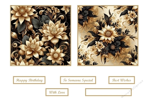 Gold And Black Floral Background Toppers.