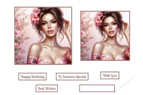 Beautiful Lady In Pink Floral Toppers
