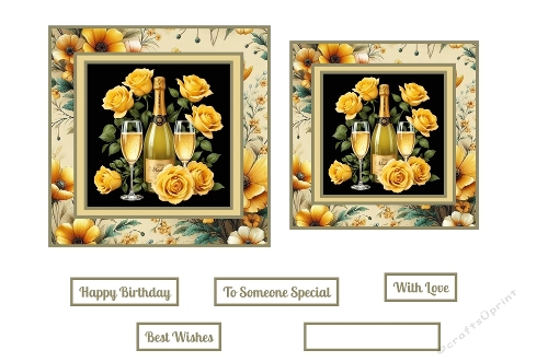Yellow Roses And Champagne Toppers. 