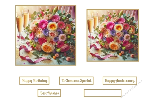 Beautiful Flowers And Champagne Toppers.