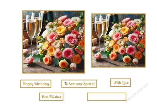 Beautiful Flowers And Champagne Toppers.