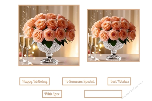 Beautiful Peach Roses And Champagne Toppers.