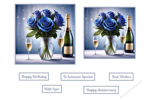 Blue Roses Bouquet Toppers.