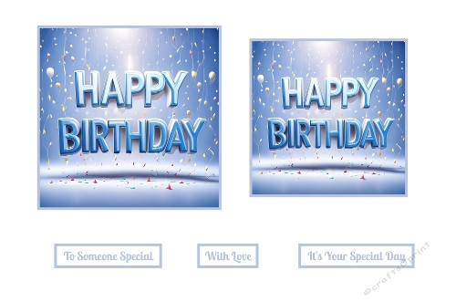 Blue And White Happy Birthday Topper.