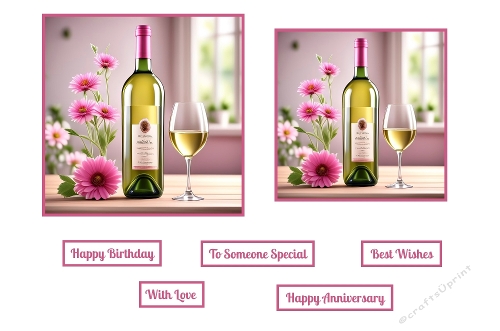 Pink Flowers And  Wine Toppers.