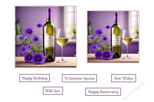 Purple Flowers And  Wine Toppers.