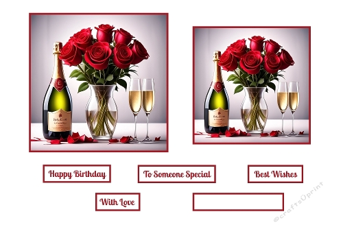 Red Roses And Champagne Toppers. 