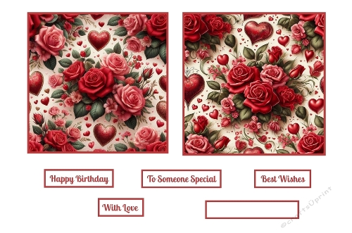 Red Roses And Hearts Background Toppers.