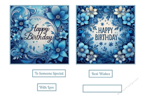 Blue Floral Birthday Toppers.